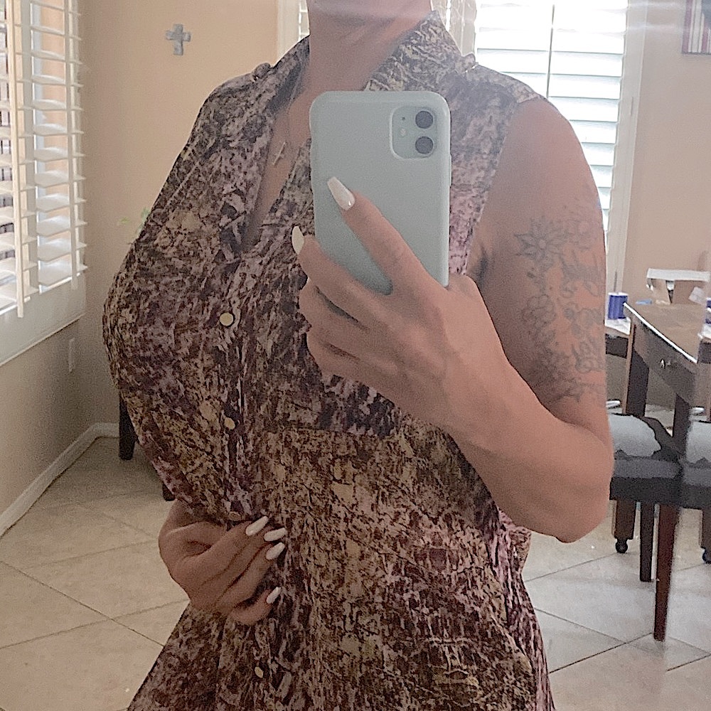 Jennifer Lopez sleeveless sheer tunic blouse size M